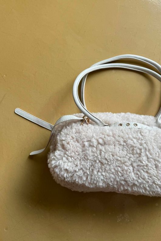 Hicks Shearling Barrel Bag Natural